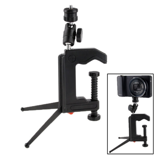 Portable Multi-Function Folding Clamp Tripod for Mini Card Digital Camera(Black)