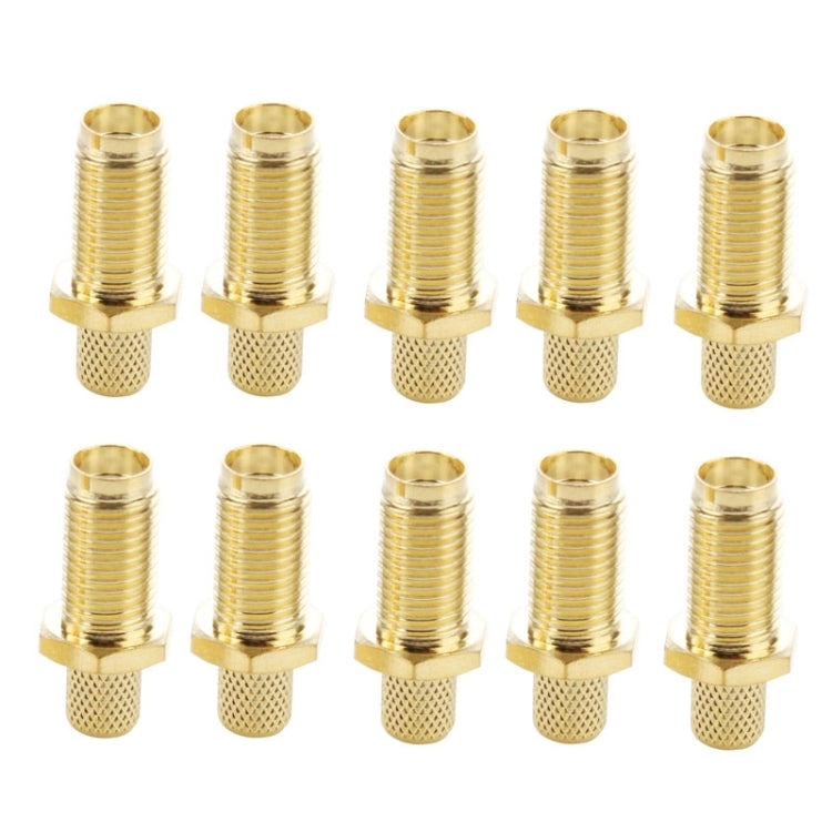 10 PCS Gold Plated RP-SMA Female Crimp RF Connector Adapter for RG58 / RG400 / RG142 / LMR195 Cable