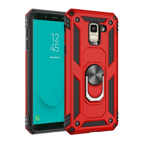 Armor Shockproof TPU + PC Protective Case for Galaxy J6 (2018), with 360 Degree Rotation Holder(Red)