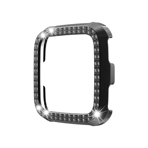 For Fitbit versa / versa lite PC Double-Row Diamond-Encrusted Protective Shell(Black)