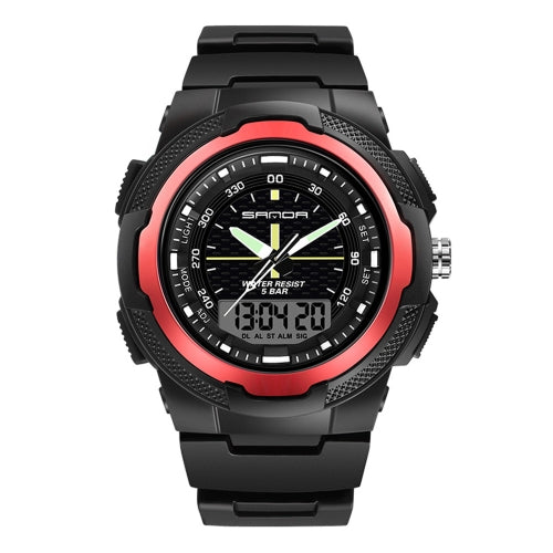 Sanda 3004 Electronic Watch Movement Men Watch Outdoor Sports Luminous Waterproof Multi-Function Watch(Red)