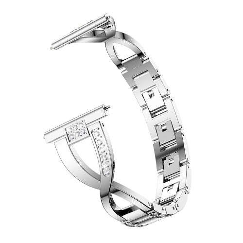 X-shaped Diamond-studded Solid Stainless Steel Wrist Strap Watch Band for Galaxy Watch 46mm(Silver)