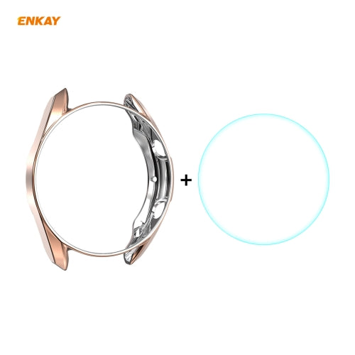 For Samsung Galaxy Watch 3 41mm 2 in 1 ENKAY Hat-Prince Electroplate Soft TPU Case + 0.2mm 9H 2.15D Curved Edge Tempered Glass Film(Rose Gold)