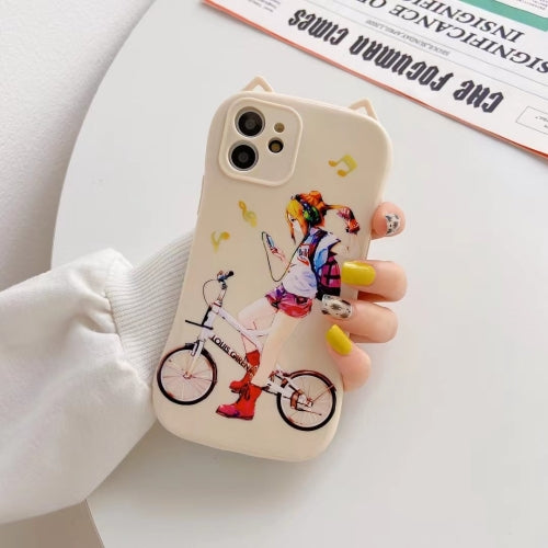Cartoon Pattern Silicone Shockproof Case For iPhone 12 mini(Beige)