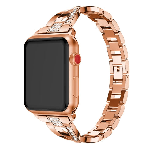 For Fitbit Versa / Fitbit Versa 2 / Fitbit Versa Lite Edition Universal X-shaped Metal Strap(Rose Gold)