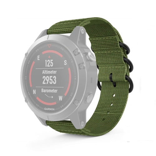 For Garmin Fenix 3 / 5X Universal 26MM Three-ring Nylon Watchband(Army Green)