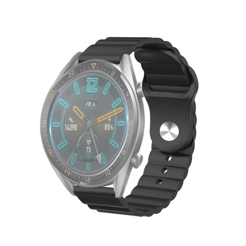 22mm For Huawei Watch GT2e / GT2 46mm Reverse Buckle Wave Silicone Strap(Black)