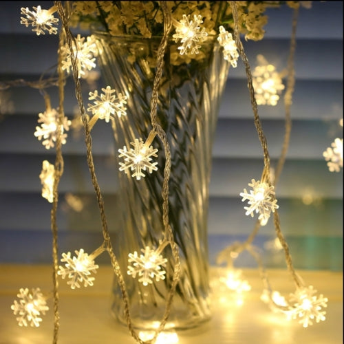 2 PCS 3m 20 LEDs Snowflake String Christmas Party Family Party Wedding Garden Decoration Lamp(Warm White)