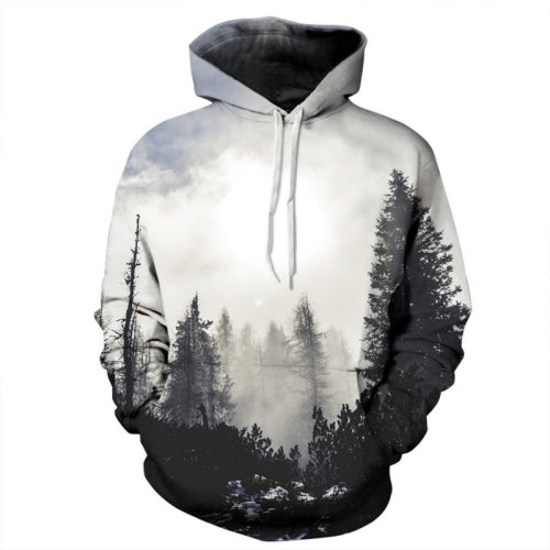 Skateboarding Hooded Pullover 3D Hoodies, Size:XXXL(Black White)