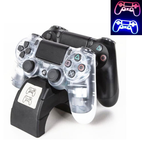 For Playstation 4 /PS4 pro /PS4 Slim Wireless Controller LED Indicator Charger Double Handle Dual USB Charging Dock Station Stand