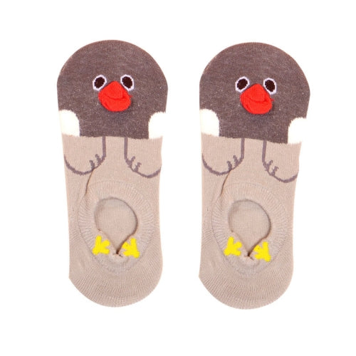 Summer Cute Cartoon Chick Pattern Girls Sailboat Socks(Grey)