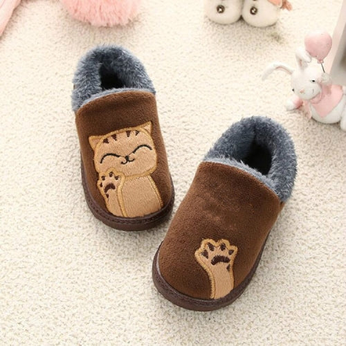 Male Female Baby Slippers Kids Home Slippers Children Soft Flats, Size:30Yards(Brown)