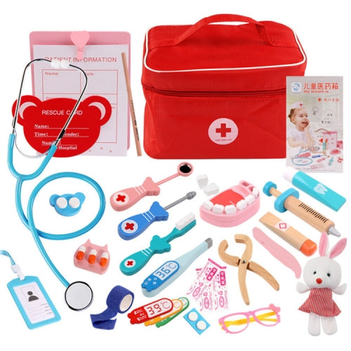 Wooden Simulation Medicine Box Set with Cloth Bag Child Doctor Role Playing Toy(Dentist)