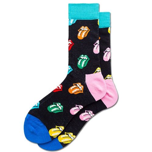 3 Pairs Autumn And Winter Cotton Cartoon Long Tube Men And Women Couple Socks, Type:Black Colored Tongue(EUR 39-46)