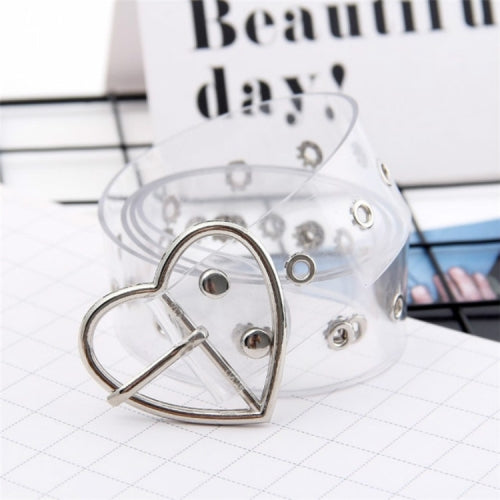 Plastic Transparent Wide Belt for Women, Length: 100cm(Silver heart)