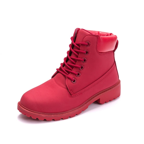 Couple Casual Big Head Warm Shoes Martin Boots, Size:38(Red)