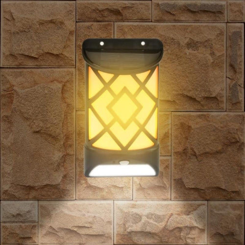 2 PCS 12 LEDs Solar Powered LED Wall Lamp Flame Effect Motion Sensor Courtyard Garden Decoration Light