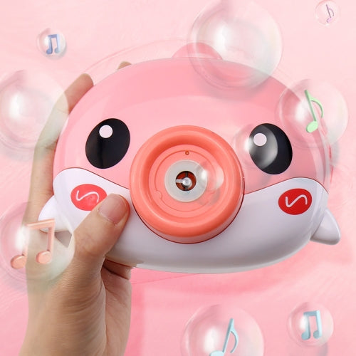 Children Dolphin Camera Automatic Bubble Machine Toy with Music and Light(Red)