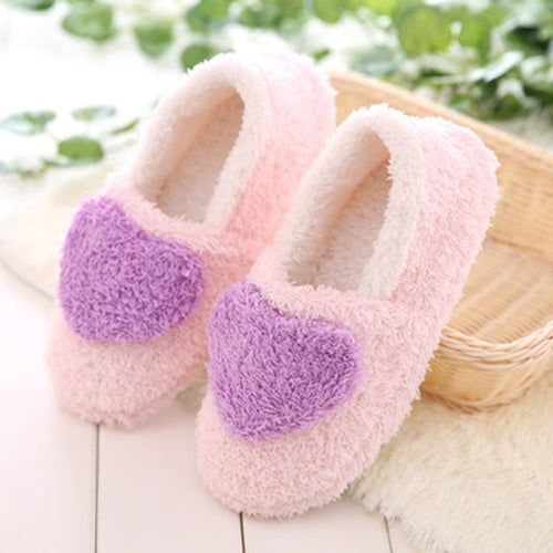 Women Love Pattern Home Cotton Shoes, Shoe Size:38-39(Purple)