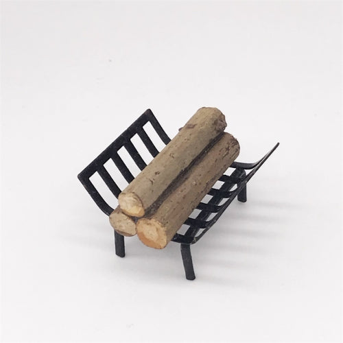 1:12 Mini House Toy Simulation Black Metal Firewood for Garden Outdoor Scene Decoration(Black )