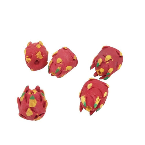 5 PCS 1:12 Fruit Simulation Dragon Fruit Kitchen Accessory Mini House Toy(Red )