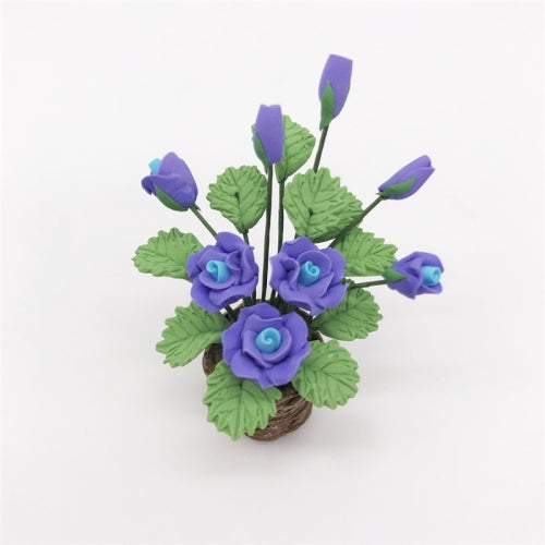 1:12 Mini House Toy Simulation Purple Rose Flowers Model Toy(Purple )