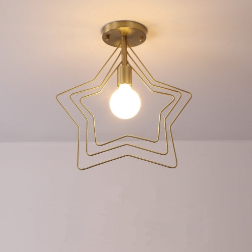 Three-frame Ceiling Lamp All Copper Personality Brass Five-pointed Star Chandelier with 5W White Light LED