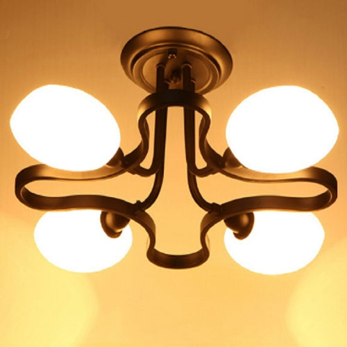 4 Heads Wrought Iron Living Room Ceiling Lamp without Light Source