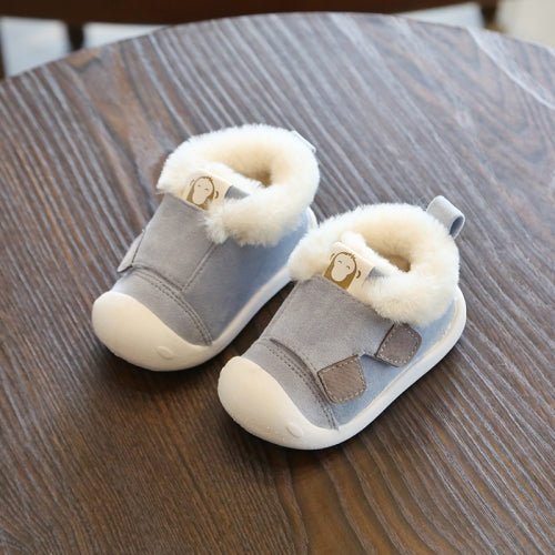 Winter Infant Toddler Boots Warm Plush Baby Snow Boots Outdoor Soft Bottom Boots, Shoes Size:18(Blue)