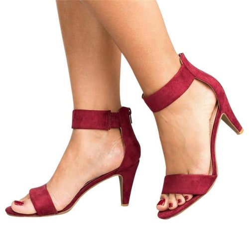 Fashion Women Heel Sandals High Heels, Size:36(Red wine)