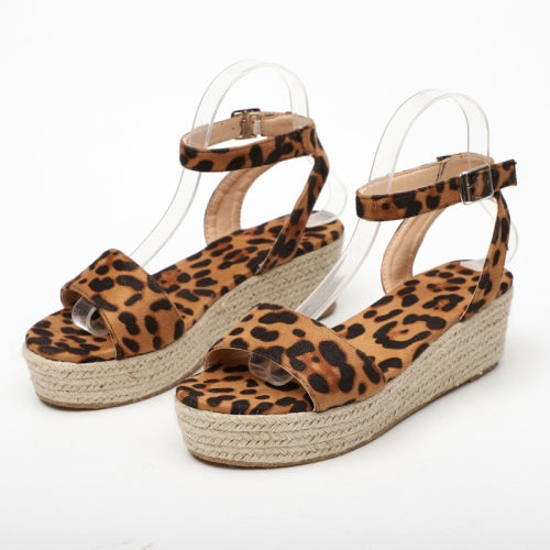 Women Wedge Light Bottom Fish Mouth Sandals, Shoe Size:40(Leopard)