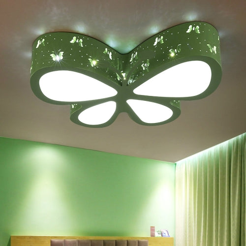 50cm 32W Colorful Butterfly Hollow Iron LED Ceiling Lamp, Light Color:LED Dimming + Remote Control(Green)