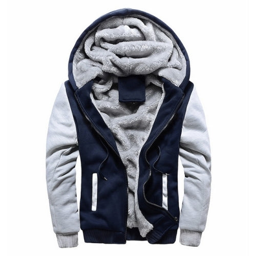 Winter Parka Men Plus Velvet Warm Windproof Coats Large Size Hooded Jackets, Size: L(Blue)