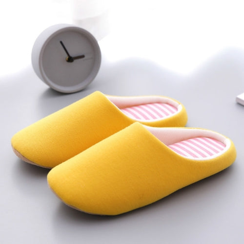 Indoor Striped Soft Bottom Home Non-slip Cotton Slippers, Size:44-45(Yellow)