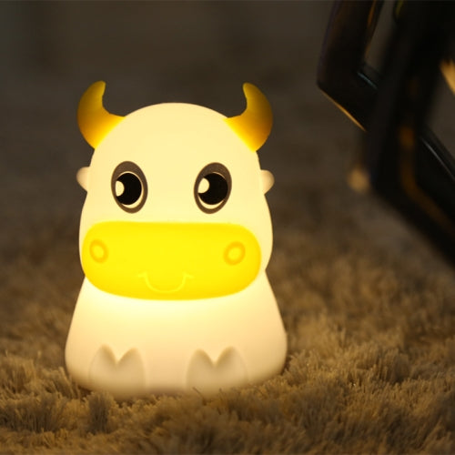 Colorful Dull Cow Silicone Night Light Led Creative Dream Bedroom Bedside Patted With Sleeping Lights, Style:Remote Control