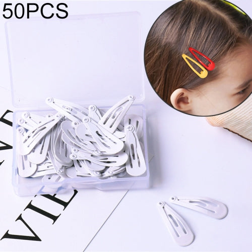 50 PCS Kids Hairpins Solid Simple Style Child Hair Accessories Small Hairpins With Case(White)