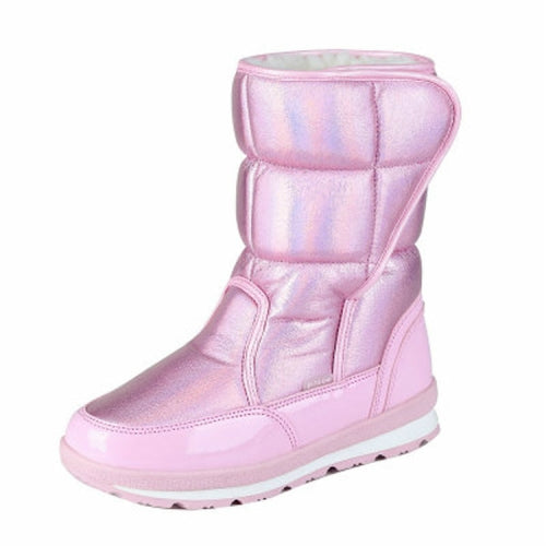 Wool Warm Inside Parent-child Shoes Snow Boots, Size:32(Pink)