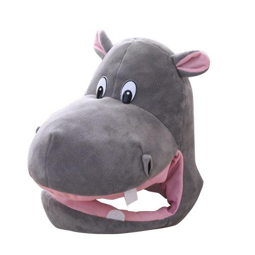 Cute Hippo Hat Cosplay Props Accessories Plush Head Photo props One size, Color:As Show