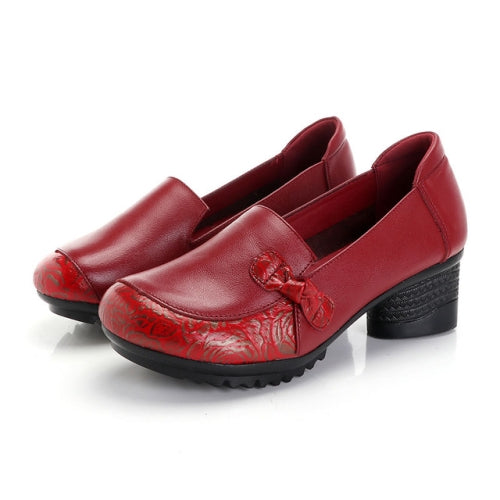 Mid-heel Soft-back Comfort Shoes, Shoes Size:37(Red)