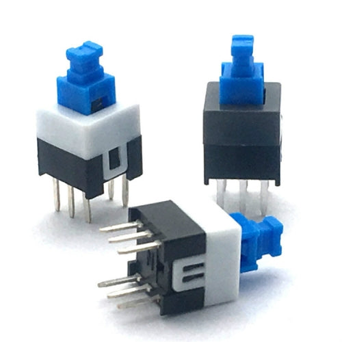 10 PCS Blue White Black Key Switch Self-locking Switch, Specification:7x7mm