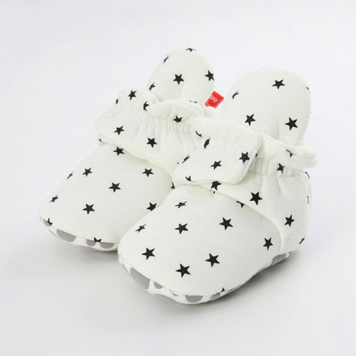0-1 Year Old Spring and Autumn Knitted Baby Shoes Warm Toddler Cotton Shoes, Size:Inner Length 13cm(White Stars)