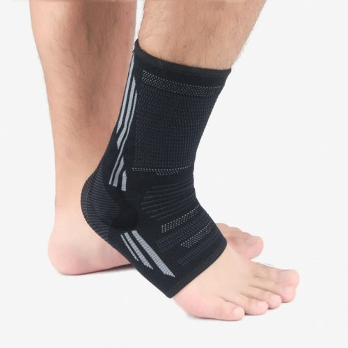 2 PCS Anti-Sprain Silicone Ankle Support Basketball Football Hiking Fitness Sports Protective Gear, Size: M (Black Gray)