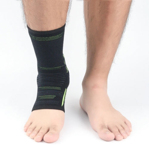 2 PCS Anti-Sprain Silicone Ankle Support Basketball Football Hiking Fitness Sports Protective Gear, Size: XL (Black Green)