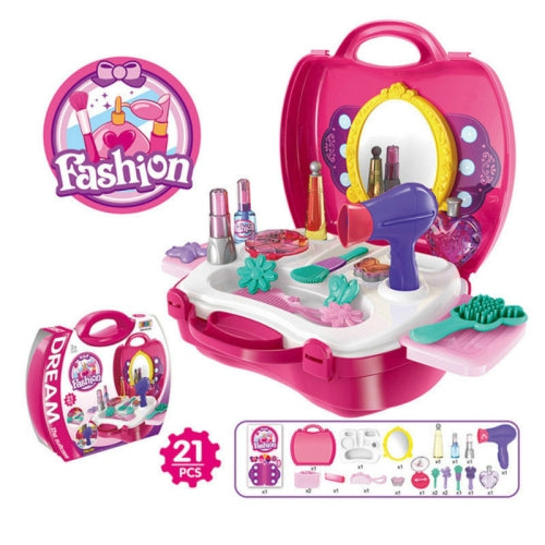 Children Simulation Kitchen Tableware Tool Set Cosmetics Pretend Play House Suitcase Toy, Style:Makeup