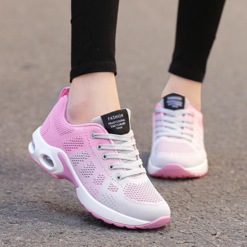 Women Shoes Breathable Mesh Soft Sole Sneakers, Size:37(Pink)