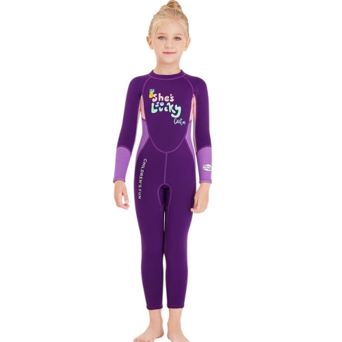 DIVE&SAIL Children Warm Swimsuit One-piece Wetsuit Long Sleeve Cold-proof Snorkeling Surfing Suit, Size: M(Purple)