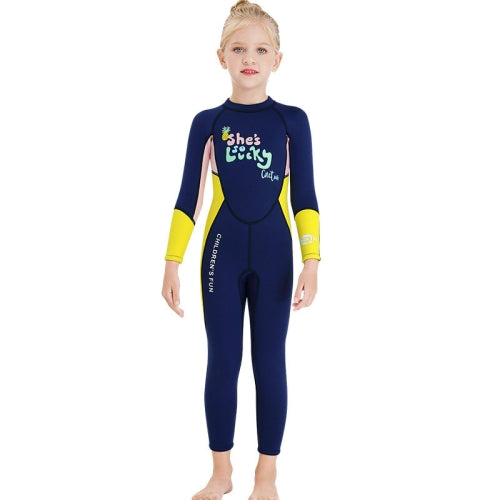 DIVE&SAIL Children Warm Swimsuit One-piece Wetsuit Long Sleeve Cold-proof Snorkeling Surfing Suit, Size: L(Yellow)