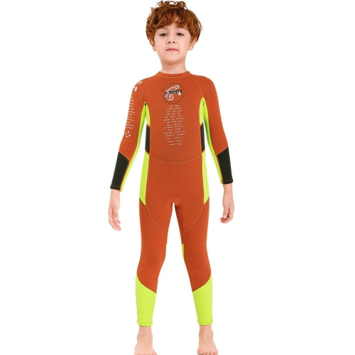 DIVE & SAIL M150501K Children Warm Swimsuit 2.5mm One-piece Wetsuit Long-sleeved Cold-proof Snorkeling Surfing Anti-jellyfish Suit, Size: L(Orange)