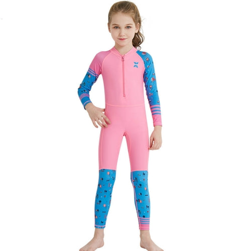 DIVE & SAIL LS-18822 Children Diving Suit Outdoor Sunscreen One-piece Swimsuit, Size: XL(Girl Pink)