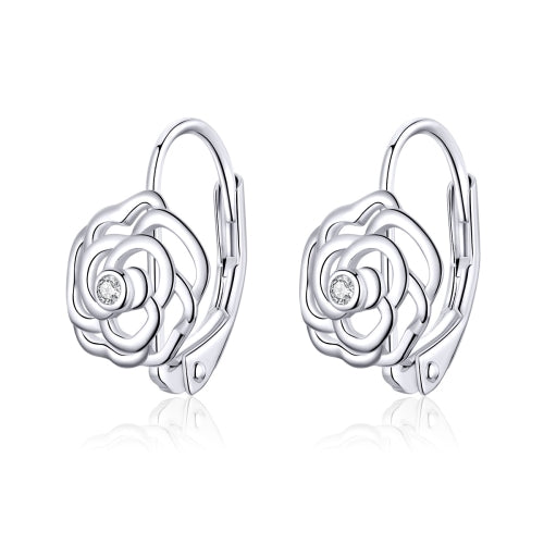 Rose Sterling Silver Platinum Plated Earrings Female Earrings